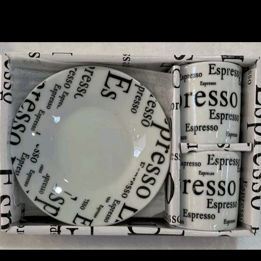 D'Lusso Designs Espresso Cup Saucer Set of Two Demitasse New in gift box